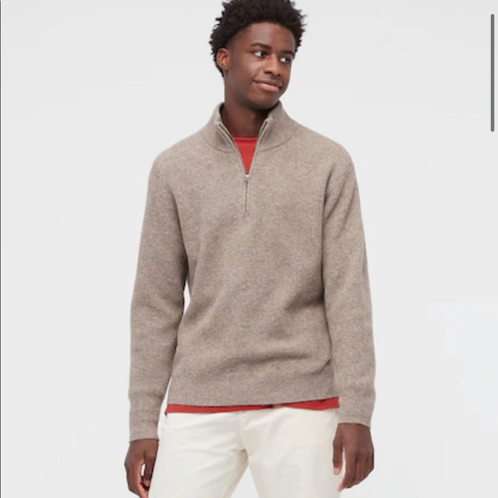 Uniqlo Men Soft Soufflé Knit Middle Gauged Half-zipped Jumper